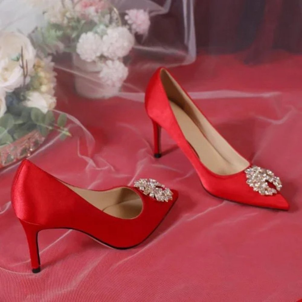Diamond banquet lady high -heeled heel shoes